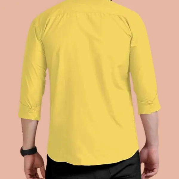 Rebelify_Men's_Cotton_Blend_Yellow_Regular_Relaxed_Fit_Dual_Pocket_and_Button_Down_Long_Sleeve_Collared_Neck_XL_Size_Shirt._(2_Pocket_Yellow_Shirt_(XL))