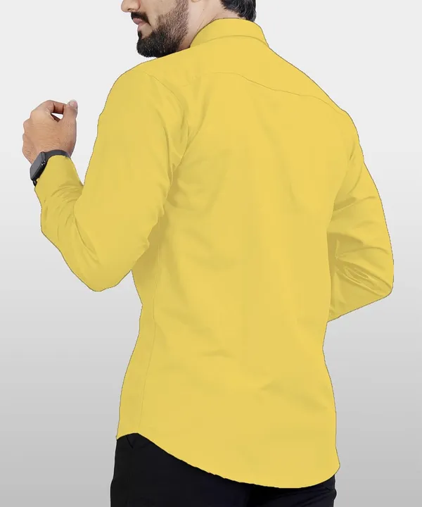 Rebelify_Men's_Cotton_Blend_Yellow_Regular_Relaxed_Fit_Dual_Pocket_and_Button_Down_Long_Sleeve_Collared_Neck_XL_Size_Shirt._(2_Pocket_Yellow_Shirt_(XL))