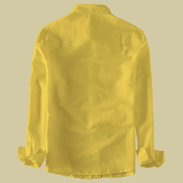 Rebelify_Men's_Cotton_Blend_Yellow_Regular_Relaxed_Fit_Dual_Pocket_and_Button_Down_Long_Sleeve_Collared_Neck_XL_Size_Shirt._(2_Pocket_Yellow_Shirt_(XL))