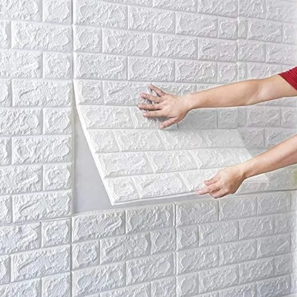 _3D_White_Brick_Wallpaper_-_Self_Adhesive_Pe_Foam_Brick_Design_3D_Wall_Stickers/Diy_Wallpaper_For_Home_Hotel_Living_Room_Bedroom_&_Caf�_(70_X_77Cm,_Appx._5.8Sq_Feet)_White_(Pack_Of_10)