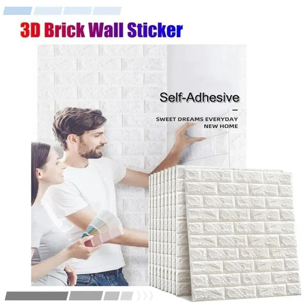 _3D_White_Brick_Wallpaper_-_Self_Adhesive_Pe_Foam_Brick_Design_3D_Wall_Stickers/Diy_Wallpaper_For_Home_Hotel_Living_Room_Bedroom_&_Caf�_(70_X_77Cm,_Appx._5.8Sq_Feet)_White_(Pack_Of_10)