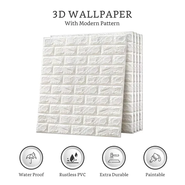 _3D_White_Brick_Wallpaper_-_Self_Adhesive_Pe_Foam_Brick_Design_3D_Wall_Stickers/Diy_Wallpaper_For_Home_Hotel_Living_Room_Bedroom_&_Caf�_(70_X_77Cm,_Appx._5.8Sq_Feet)_White_(Pack_Of_40)