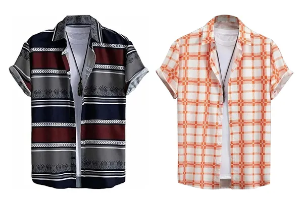 Rebelify_Half_Sleeve_Printed_Shirts_for_Men_Regular_Fit_Printed_Spread_Collar_Casual_Shirt_Lycra_Fabric_with_Combo_Shirt_(Pack_of_2)_Maroon,_Orange