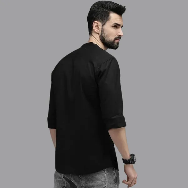 Rebelify_Men's_Cotton_Blend_Long_Sleeve_Chinese_Collared_Mandarian_Neck_Relaxed_Fit_Button_Down_Double_Pocket_S_to_XL_Size_Shirt._(Chinese_$Parent)