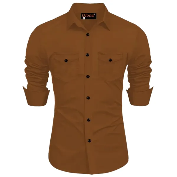 Rebelify_Men's_Cotton_Blend_Shirt_with_Pockets_Full_Sleeves_Collared_Neck_Solid_Pattern_Botton_Down_Closure_Relaxed_Fit_and_Standard_Length_Brown