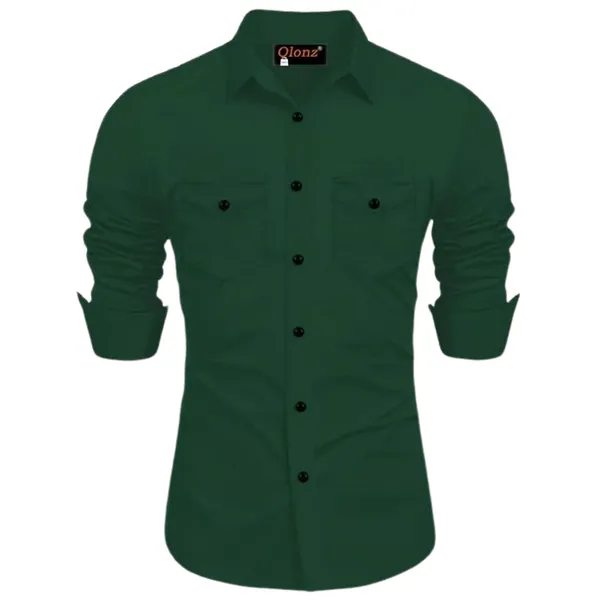 Rebelify_Double_Pocket_with_Flap_Men_Cargo_Cotton_Shirt_Bottle_Green