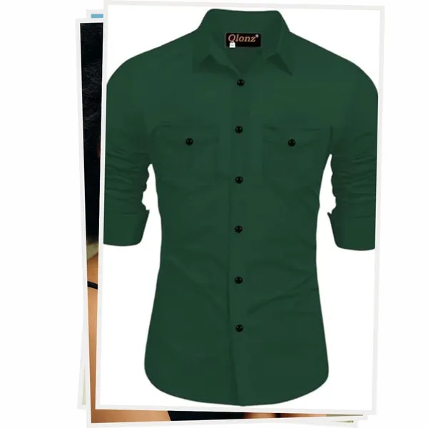 Rebelify_Double_Pocket_with_Flap_Men_Cargo_Cotton_Shirt_Bottle_Green