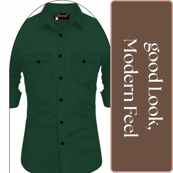 Rebelify_Double_Pocket_with_Flap_Men_Cargo_Cotton_Shirt_Bottle_Green