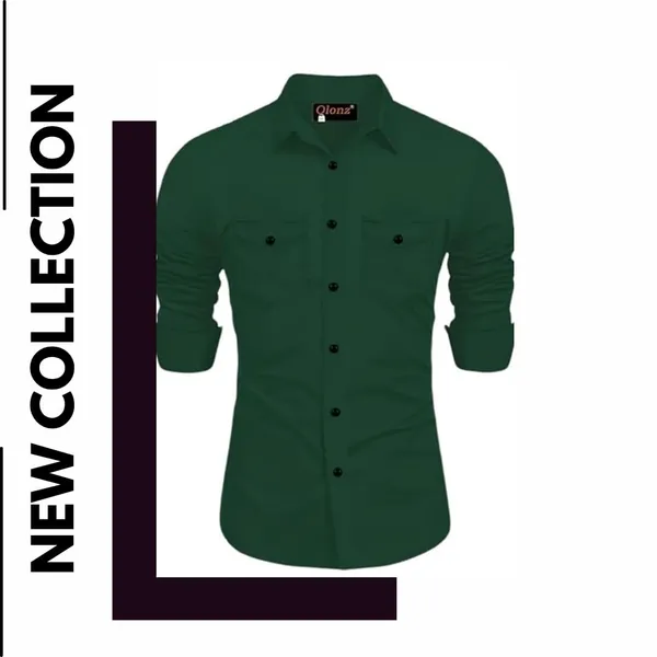Rebelify_Double_Pocket_with_Flap_Men_Cargo_Cotton_Shirt_Bottle_Green