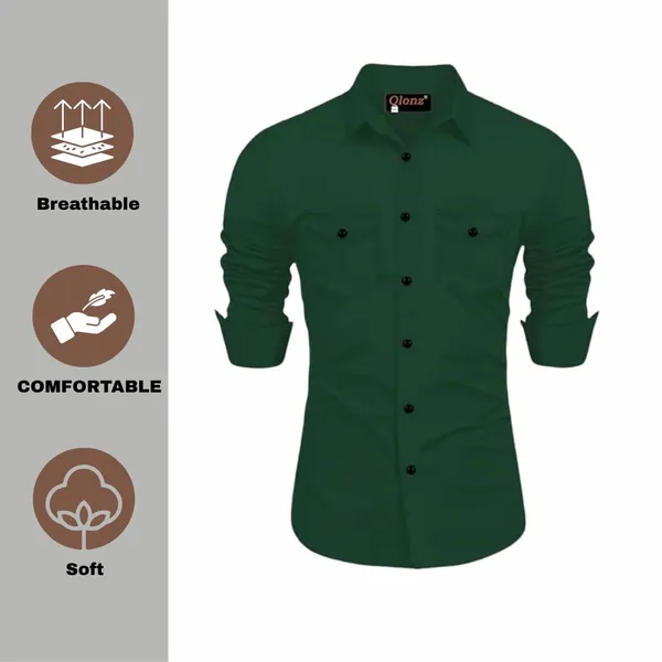 Rebelify_Double_Pocket_with_Flap_Men_Cargo_Cotton_Shirt_Bottle_Green