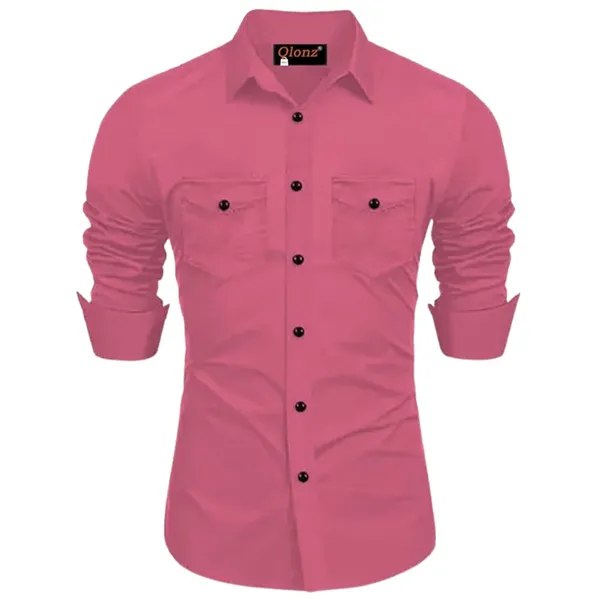 Rebelify_Double_Pocket_with_Flap_Men_Cargo_Cotton_Shirt_Pink