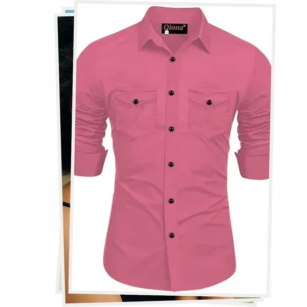 Rebelify_Double_Pocket_with_Flap_Men_Cargo_Cotton_Shirt_Pink