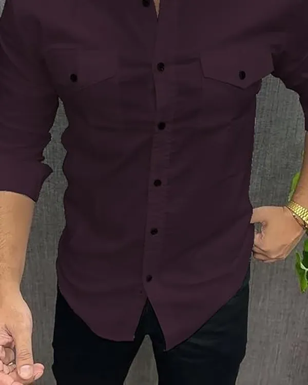 Rebelify_Double_Pocket_with_Flap_Men_Cargo_Cotton_Shirt_Purple