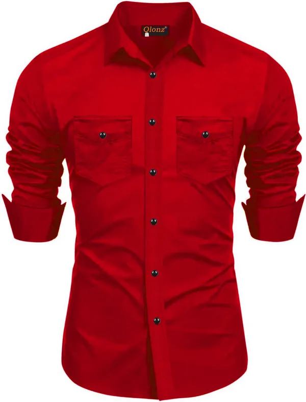 Rebelify_Double_Pocket_with_Flap_Men_Cargo_Cotton_Shirt_Red