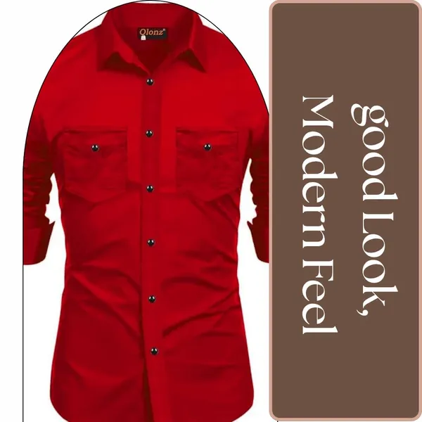Rebelify_Double_Pocket_with_Flap_Men_Cargo_Cotton_Shirt_Red