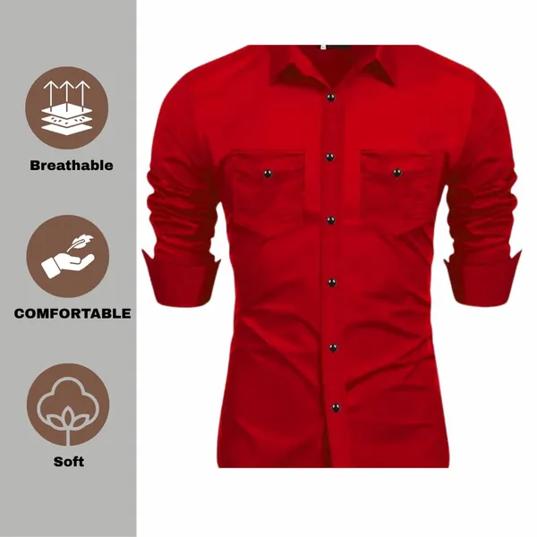 Rebelify_Double_Pocket_with_Flap_Men_Cargo_Cotton_Shirt_Red