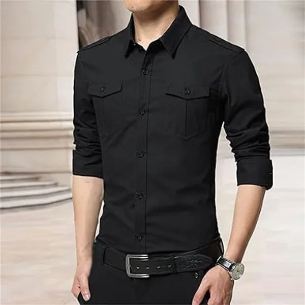Rebelify_Men's_Cotton_Spread_Collar_Full_Sleeve_Relaxed_Fit_Cargo_Western_Shirt_with_Flap_Double_Pockets_-_Stylish_Rugged_Casual_Shirt_for_Everyday_Wear