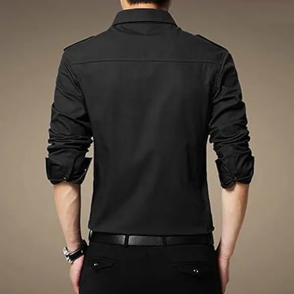 Rebelify_Men's_Cotton_Spread_Collar_Full_Sleeve_Relaxed_Fit_Cargo_Western_Shirt_with_Flap_Double_Pockets_-_Stylish_Rugged_Casual_Shirt_for_Everyday_Wear