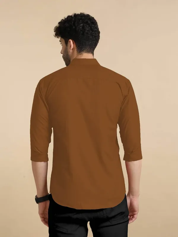Rebelify_Men's_Classic_Double_Pocket_Shirt_|_Stylish_&_Versatile_Shirt_|_Soft_Cotton_Blend_|_Perfect_for_Casual_&_Formal_Occasions_Brown