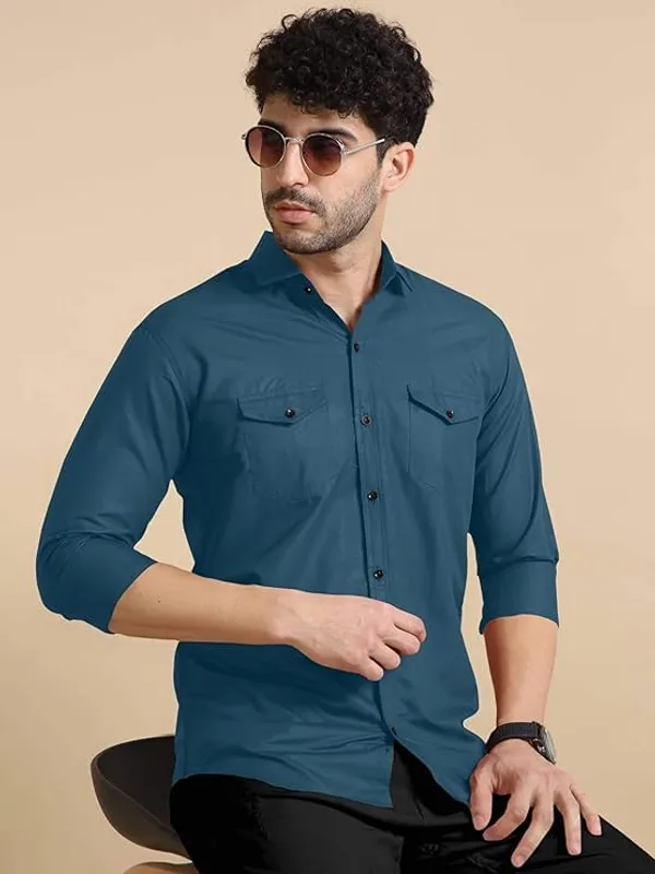 Rebelify_Men's_Classic_Double_Pocket_Shirt_|_Stylish_&_Versatile_Shirt_|_Soft_Cotton_Blend_|_Perfect_for_Casual_&_Formal_Occasions