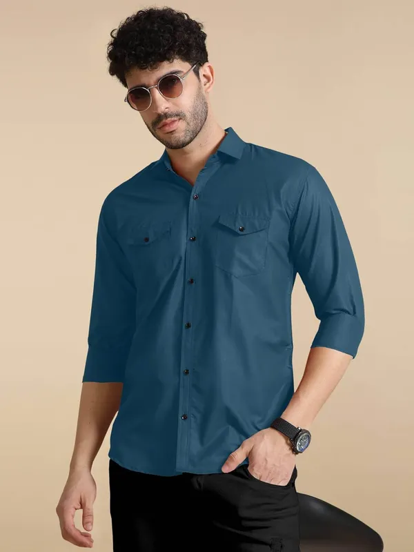 Rebelify_Men's_Classic_Double_Pocket_Shirt_|_Stylish_&_Versatile_Shirt_|_Soft_Cotton_Blend_|_Perfect_for_Casual_&_Formal_Occasions