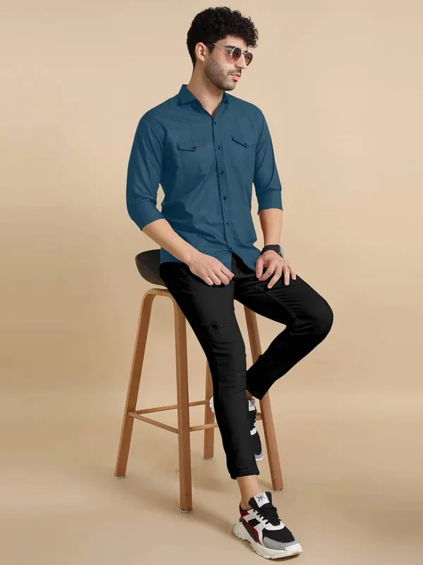 Rebelify_Men's_Classic_Double_Pocket_Shirt_|_Stylish_&_Versatile_Shirt_|_Soft_Cotton_Blend_|_Perfect_for_Casual_&_Formal_Occasions
