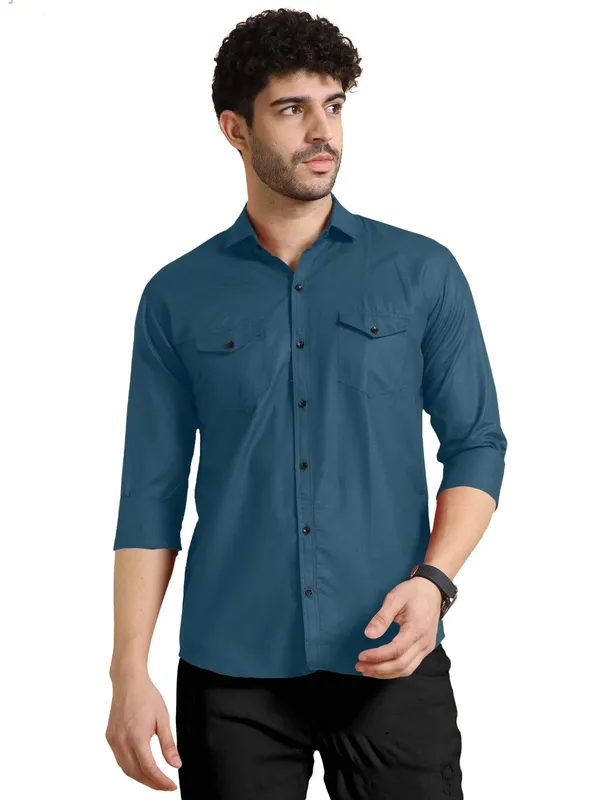 Rebelify_Men's_Classic_Double_Pocket_Shirt_|_Stylish_&_Versatile_Shirt_|_Soft_Cotton_Blend_|_Perfect_for_Casual_&_Formal_Occasions