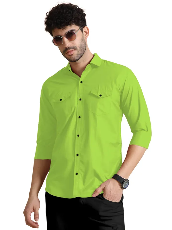 Rebelify_Men's_Classic_Double_Pocket_Shirt_|_Stylish_&_Versatile_Shirt_|_Soft_Cotton_Blend_|_Perfect_for_Casual_&_Formal_Occasions_Pista