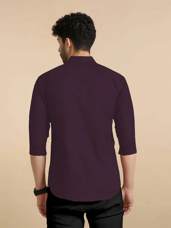 Rebelify_Men's_Classic_Double_Pocket_Shirt_|_Stylish_&_Versatile_Shirt_|_Soft_Cotton_Blend_|_Perfect_for_Casual_&_Formal_Occasions_Purple