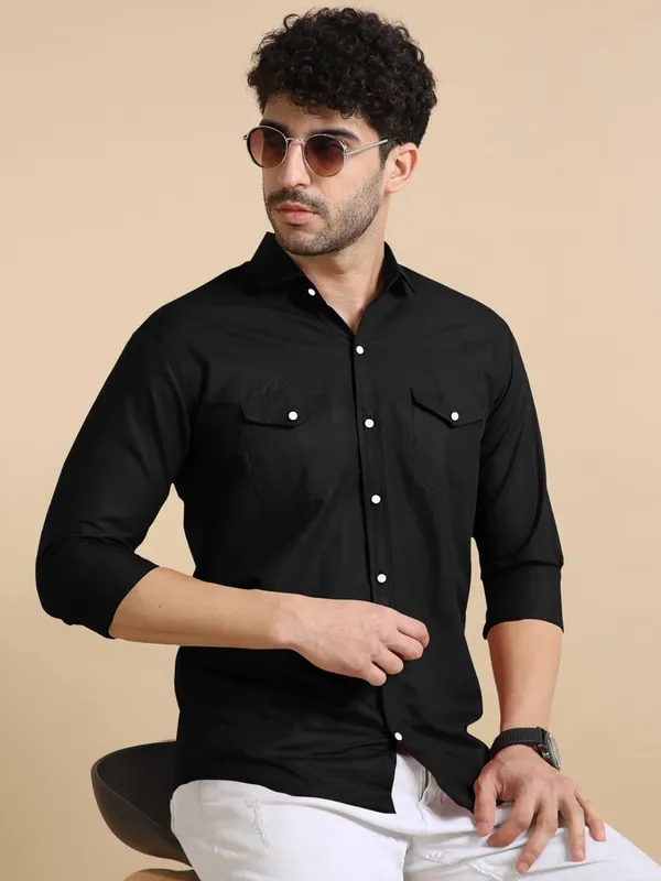 Rebelify_Men's_Classic_Double_Pocket_Shirt_|_Stylish_&_Versatile_Shirt_|_Soft_Cotton_Blend_|_Perfect_for_Casual_&_Formal_Occasions