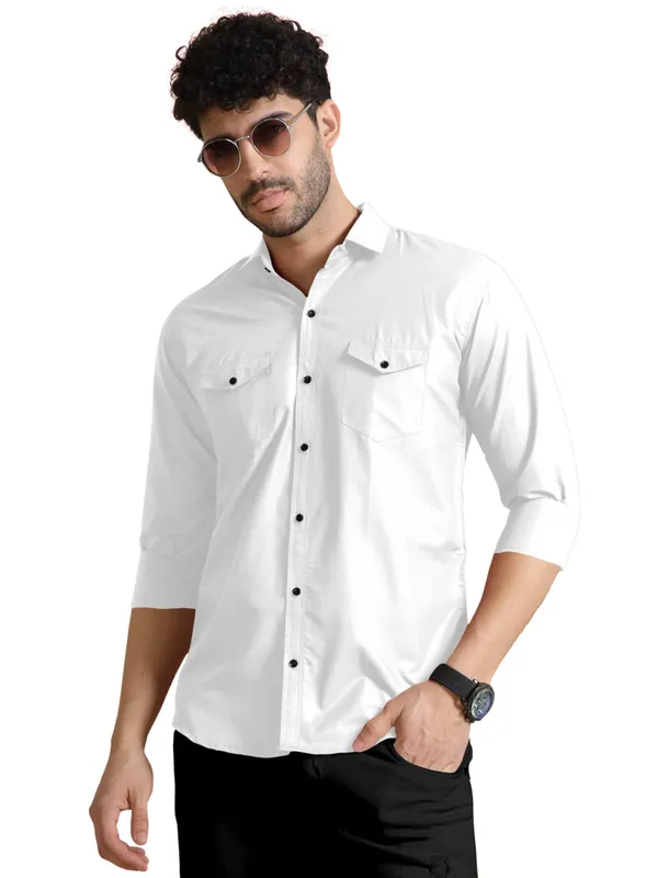 Rebelify_Men's_Classic_Double_Pocket_Shirt_|_Stylish_&_Versatile_Shirt_|_Soft_Cotton_Blend_|_Perfect_for_Casual_&_Formal_Occasions_White