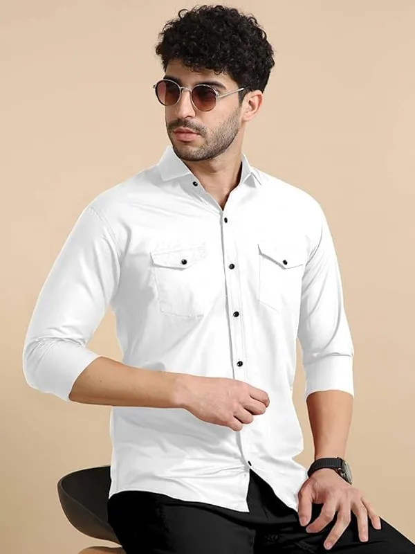 Rebelify_Men's_Classic_Double_Pocket_Shirt_|_Stylish_&_Versatile_Shirt_|_Soft_Cotton_Blend_|_Perfect_for_Casual_&_Formal_Occasions_White