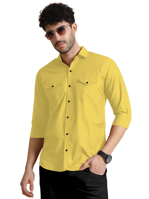 Rebelify_Men's_Cotton_Blend_Shirt_with_Pockets_Full_Sleeves_Collared_Neck_Solid_Pattern_Botton_Down_Closure_Relaxed_Fit_and_Standard_Length_Yellow