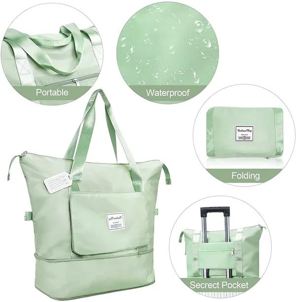 Foldable_Duffle_Bag_For_Travelling_|_Waterproof_And_Large_Travel_Bag_For_Women_Luggage_|_Expandable_&_Multipurpose_Large_Capacity_Weekender_Carry_Bag_For_Women_Travel_(Green)