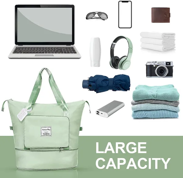 Foldable_Duffle_Bag_For_Travelling_|_Waterproof_And_Large_Travel_Bag_For_Women_Luggage_|_Expandable_&_Multipurpose_Large_Capacity_Weekender_Carry_Bag_For_Women_Travel_(Green)
