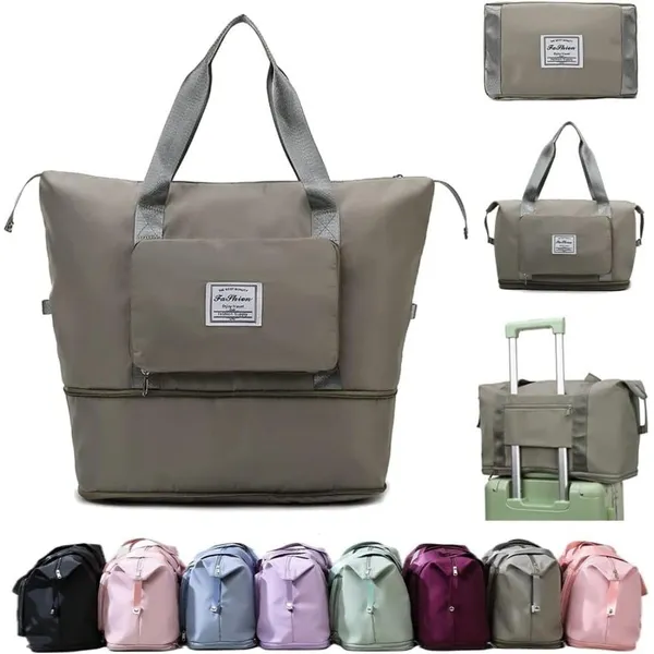 Nylon_Foldable_Duffle_Bag_For_Travelling_|_Waterproof_And_Large_Travel_Bag_For_Women_Luggage_|_Expandable_&_Multipurpose_Large_Capacity_Weekender_Carry_Bag_For_Women_Travel_(Grey),_22_Cm