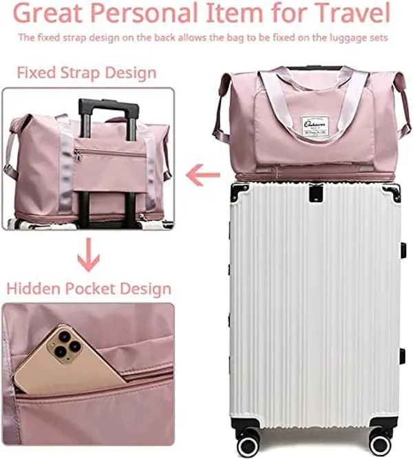 Foldable_Duffle_Bag_For_Travelling_|_Waterproof_And_Large_Travel_Bag_For_Women_Luggage_|_Expandable_&_Multipurpose_Large_Capacity_Weekender_Carry_Bag_For_Women_Travel_(Pink)