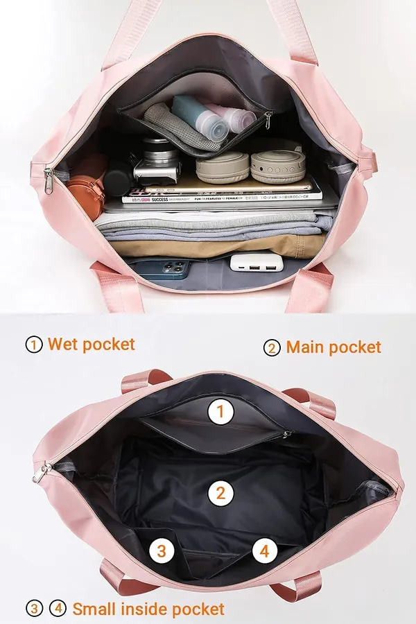 Foldable_Duffle_Bag_For_Travelling_|_Waterproof_And_Large_Travel_Bag_For_Women_Luggage_|_Expandable_&_Multipurpose_Large_Capacity_Weekender_Carry_Bag_For_Women_Travel_(Pink)