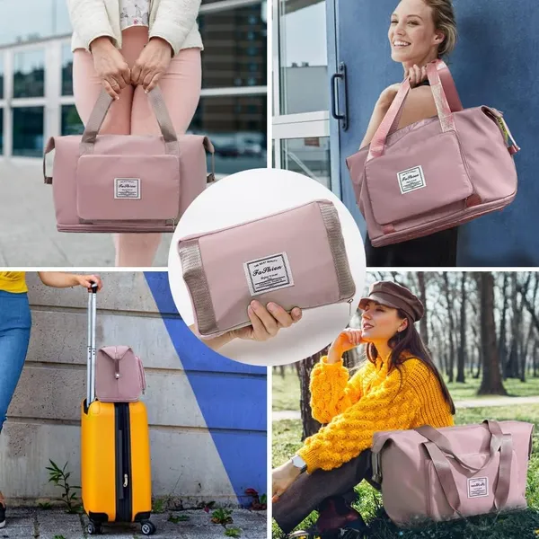 Foldable_Duffle_Bag_For_Travelling_|_Waterproof_And_Large_Travel_Bag_For_Women_Luggage_|_Expandable_&_Multipurpose_Large_Capacity_Weekender_Carry_Bag_For_Women_Travel_(Pink)