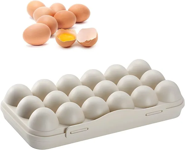 Egg_Tray_18_Grid_Egg_Holder_For_Kitchen_Holder_Fridge/Freezer_Stackable_Holder_Plastic_Carrier_Cases/Double_Layer_Egg_Box_Home_Hotel_Organizer_Egg_Container_Box_(Cream)
