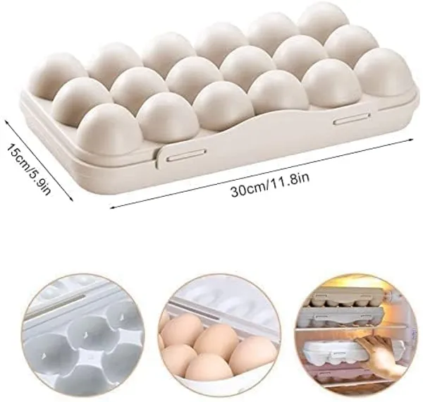 Egg_Tray_18_Grid_Egg_Holder_For_Kitchen_Holder_Fridge/Freezer_Stackable_Holder_Plastic_Carrier_Cases/Double_Layer_Egg_Box_Home_Hotel_Organizer_Egg_Container_Box_(Cream)
