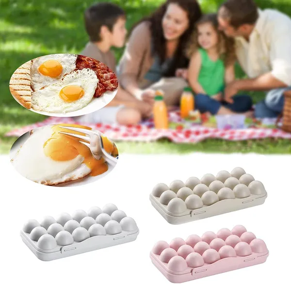 Egg_Tray_18_Grid_Egg_Holder_For_Kitchen_Holder_Fridge/Freezer_Stackable_Holder_Plastic_Carrier_Cases/Double_Layer_Egg_Box_Home_Hotel_Organizer_Egg_Container_Box_(Cream)