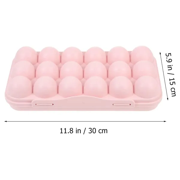 _Egg_Tray_18_Grid_Holder_For_Kitchen_Fridge/Freezer_-_Stackable_Plastic_Carrier_Case,_Double_Layer_Box_For_Home,_Hotel_-_Organizer_Container_(Pink)