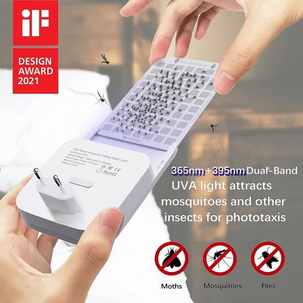 _Upgraded_Flying_Insect_Trap_Plug-In,Fly_Trap_Indoor,Safe_Home_Fly_Killer,Insect_Cather_For_Fruit_Flies,Gnats,Moths,Mosquitoes,Bug_Uv_Light_Atrractant_Trap-White_(1_Device+5_Refill_Cards)