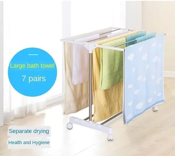Stainless_Steel_Double_Pole_Telescoplc_Clothes_Drying_Rack_|_Foldable_Single_Garment_Hanging_Clothes_Drying_Stand_|_Laundry_Drying_Stand_Wheels_Indoor_And_Outdoor_(Folding_Drying_Rack)