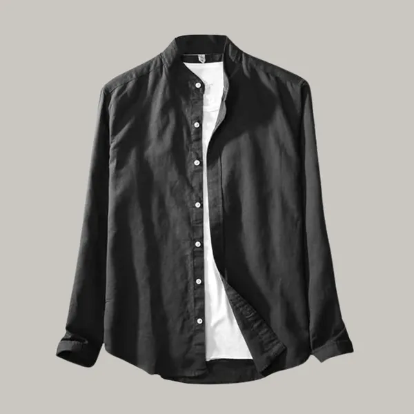 Rebelify_Mens_Black_Cotton_Blend_Solid_Regular_Relaxed_Fit_Long_Sleeve_Chinese_Collar_Button_Down_Formal_XL_Size_Shirt_(Formal_PC_Full_Sleeve_Black_(XL))
