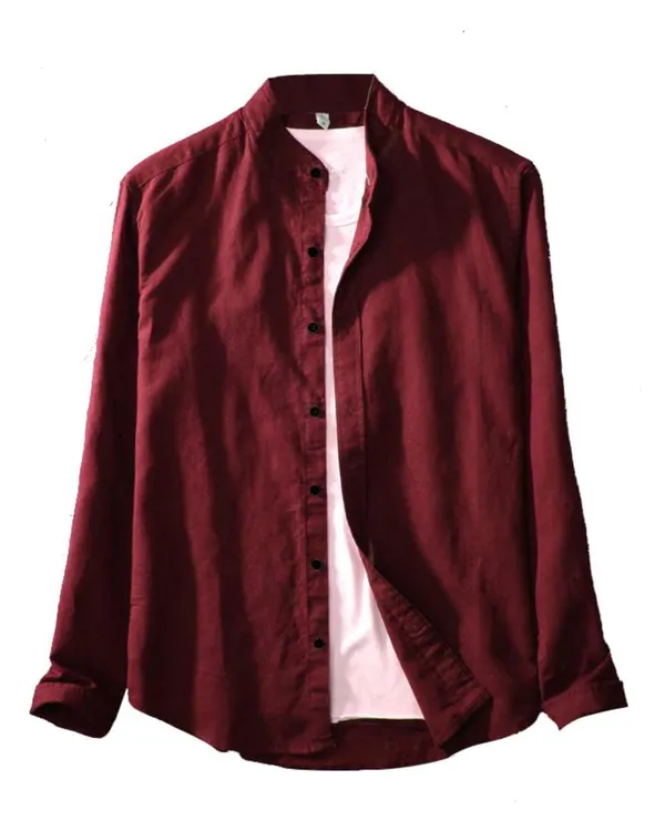 Rebelify_Men's_Cotton_Blend_Shirt_with_Full_Sleeves_Spread_Collar_Solid_Pattern_Botton_Down_Closure_Relaxed_Fit_and_Standard_Length_Maroon