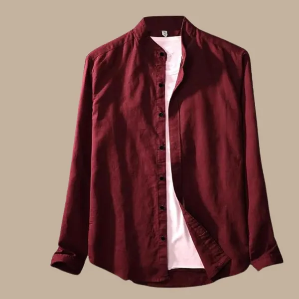 Rebelify_Men's_Cotton_Blend_Shirt_with_Full_Sleeves_Spread_Collar_Solid_Pattern_Botton_Down_Closure_Relaxed_Fit_and_Standard_Length_Maroon