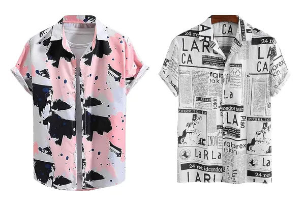 Rebelify_Men's_Lycra_Bland_Shirt_with_Half_Sleeves_Button_Down_Closure_Round_Collar_Neck_Printed_Pattern_Relaxed_Fit_and_Standard_Length_Pink,_White