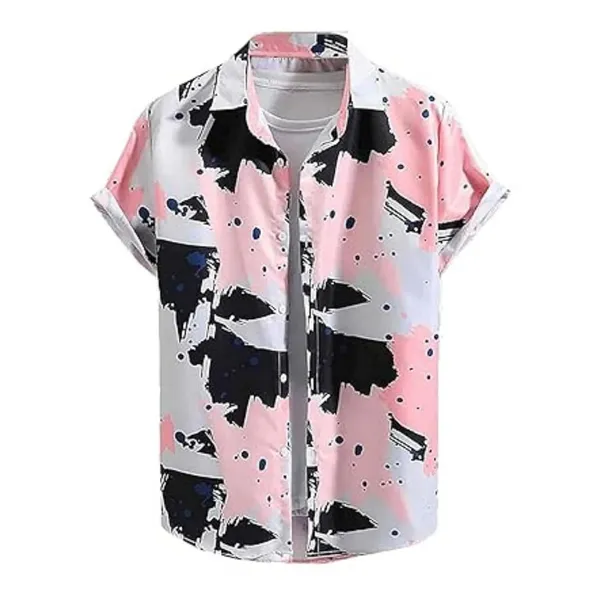 Rebelify_Half_Sleeve_Printed_Shirts_for_Men_Regular_Fit_Printed_Spread_Collar_Casual_Shirt_Lycra_Fabric_with_Combo_Shirt_(Pack_of_2)_Pink,_Black